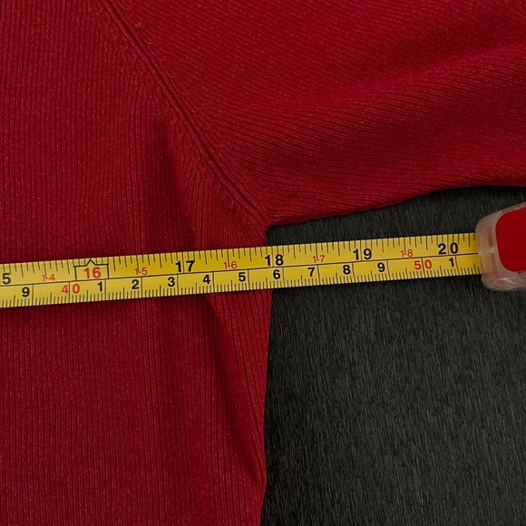 Claudia D. Women's Knit Red Crewneck Short Sleeve Top Ribbed, Size L - Picture 4 of 5